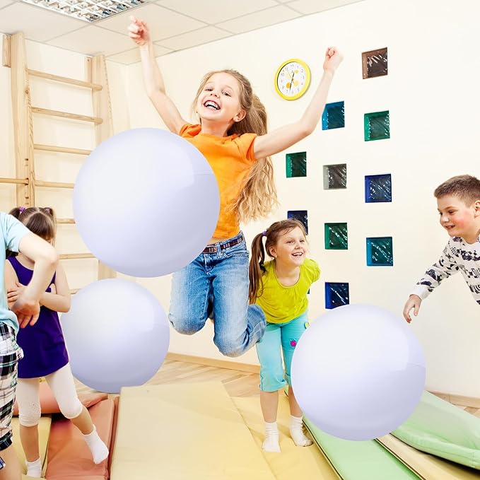 Chumia 18 Inch Fun Bouncy Balls 5 Pcs Rubber Inflatable Beach Ball Bouncing Sensory Playballs with Hand Air Pump for Park Backyard Beach Indoor Outdoor Party Favors