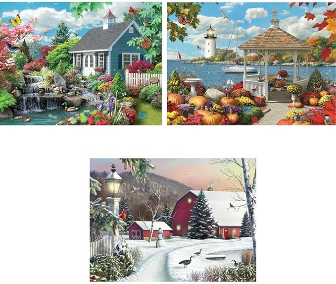 Bits and Pieces – Value Set of Three Large 500 Piece Jigsaw Puzzles for Adults – Nature Jigsaw Puzzles by Artist Alan Giana, Completed Puzzle Size: 18" x 24"