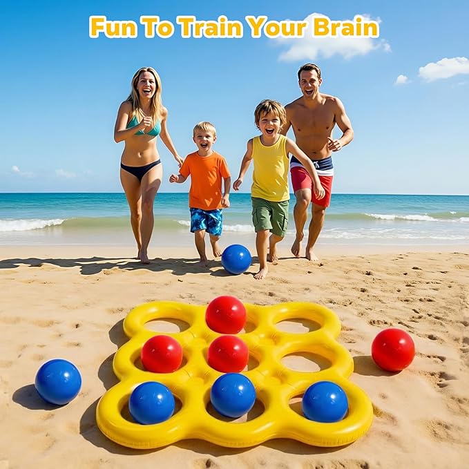 MoKo Pool Water Toys Tic-Tac-Toe Games Set, Inflatable Floats Toy with 10 Balls, Pool Games for Family Party Outdoor Beach Adults Teens Kids 2-10 Players