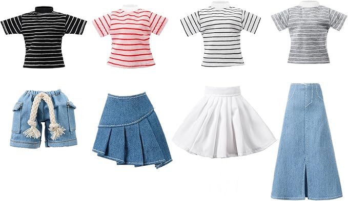 Bencailor 8 Pieces Summer Doll Clothes for 11.5 Inch Doll Accessories Sweaters Denim Pant Regular Outfit Clothing for Girls(Shirt)