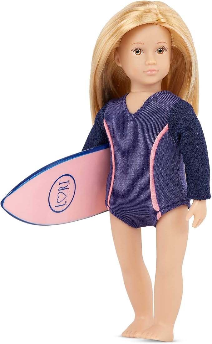 Lori – 6-Inch Mini Surfer Doll with Accessories – Surfing Swimsuit & Surfboard – 3+ Years– Audrina