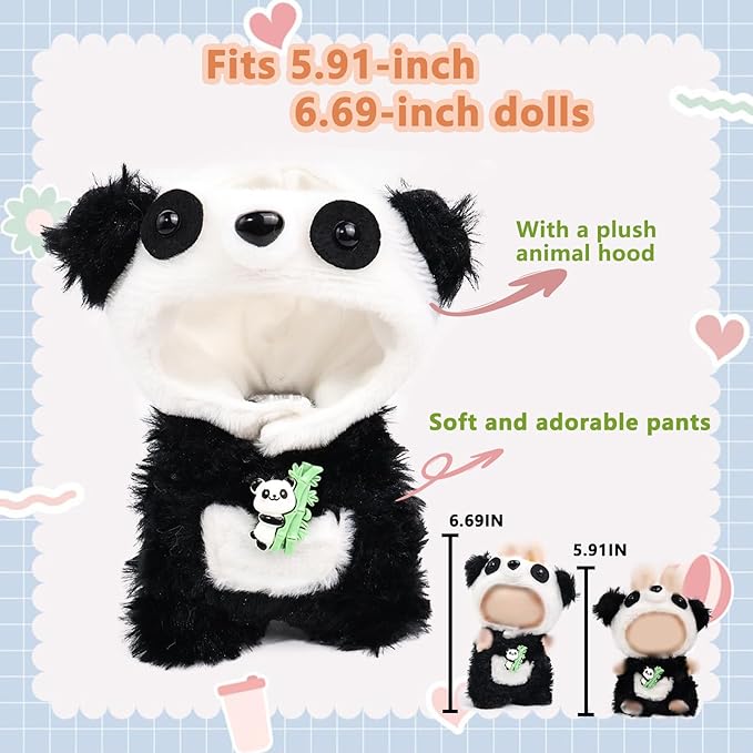 Clothes for labubu 17cm Accessories Suit Cute Clothes for Doll Dress up Animal Style Outfits (NO Doll)（Panda）