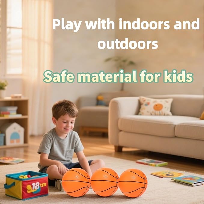 Mini Basketballs 3 Pack - 7inch Small Basketball Size 3 Set with Pump Needle - Ideal for Mini Hoop, Outdoor & Indoor Play - Kids Basketball Party Favors