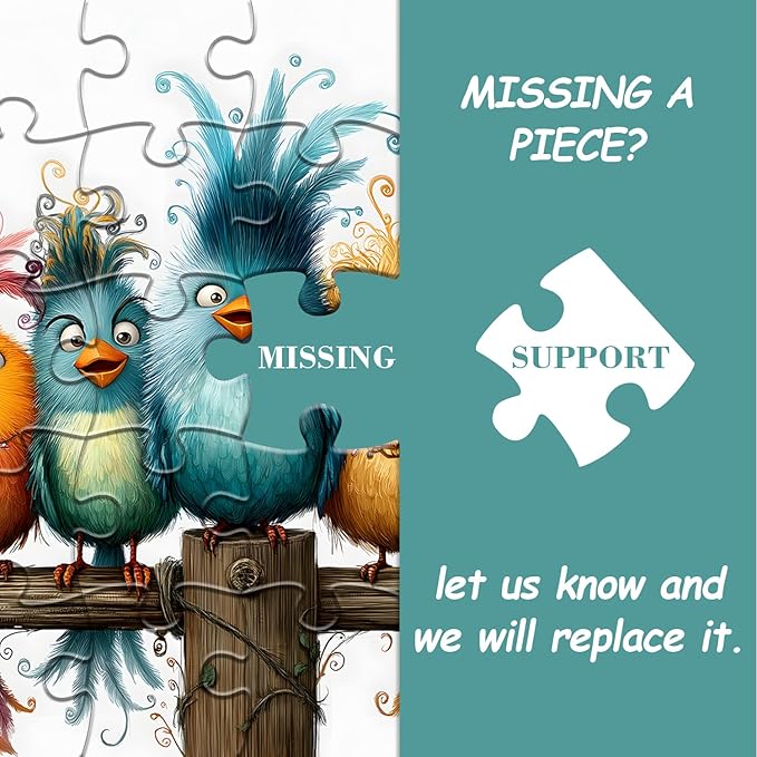 PICKFORU Funny Bird Puzzles for Adults 1000 Piece，Cute Cartoon Bird Art Puzzles for Adults, Colorful Challenging Jigsaw Puzzles with Animals