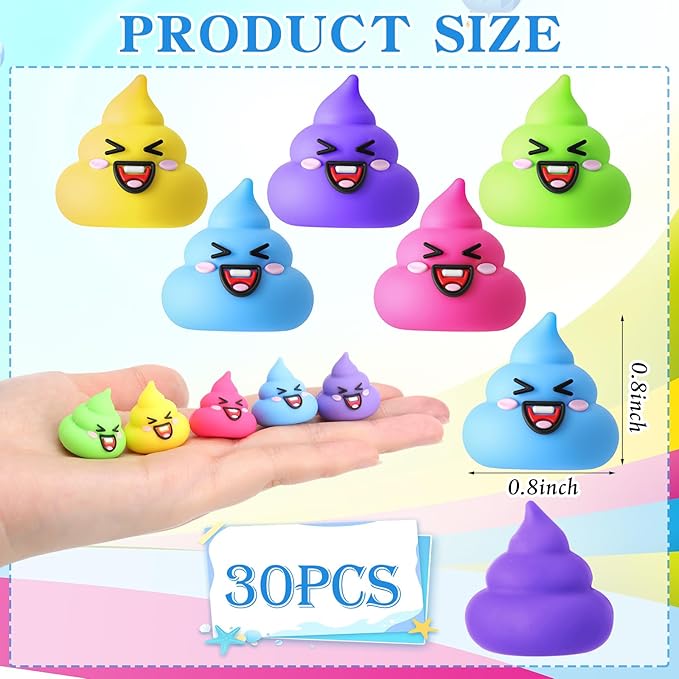 30 Pcs Tiny Poop Figurine Mini Expression Poo Statue Small Fake Poo Figures Poop for Gift Bag and Halloween Egg Fillers Hide and Seek Props Party Supplies Gifts (Multicolor)