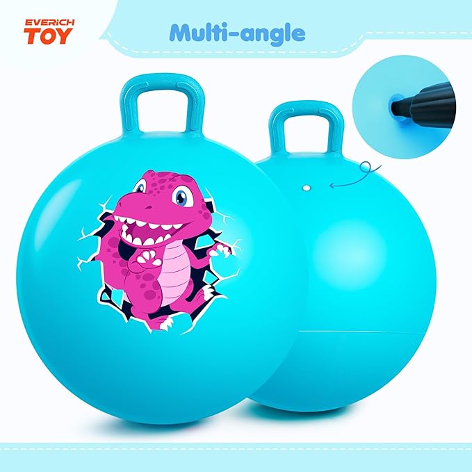 EVERICH TOY Hopper Ball for Kids 4-8, 18In Dinosaur Hoppity Hop Ball, Sit On Bouncy Balls with Handle, Indoor Outdoor Easter Basket Stuffers Hopping Toys Gifts for Boys Girls