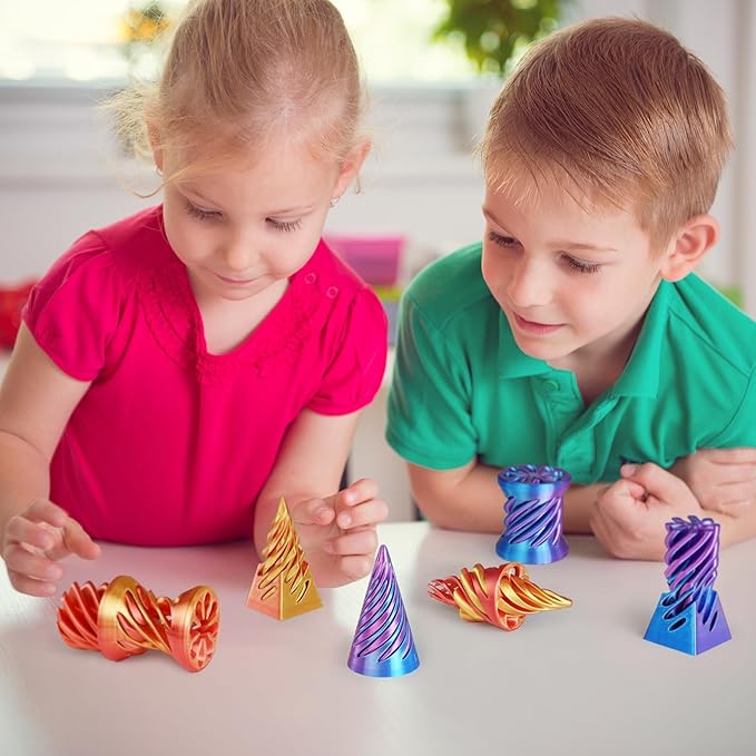 3PCS Impossible Cone,3D Printed Spiral Cone Fidget Toys,Impossible Pyramid Passthrough Sculpture,Stress Relieving Toys for Adults and Kids,Stocking Filler White Elephant Gifts(Light Purple)