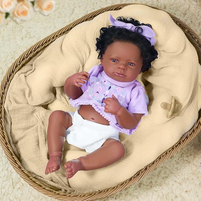 WOOROY Realistic Reborn Baby Dolls Black – 20-Inch African American Real Life Baby Dolls with Soft Full Vinyl Body, Handmade Gift Toy with Doll Accessories for Kids Ages 3+