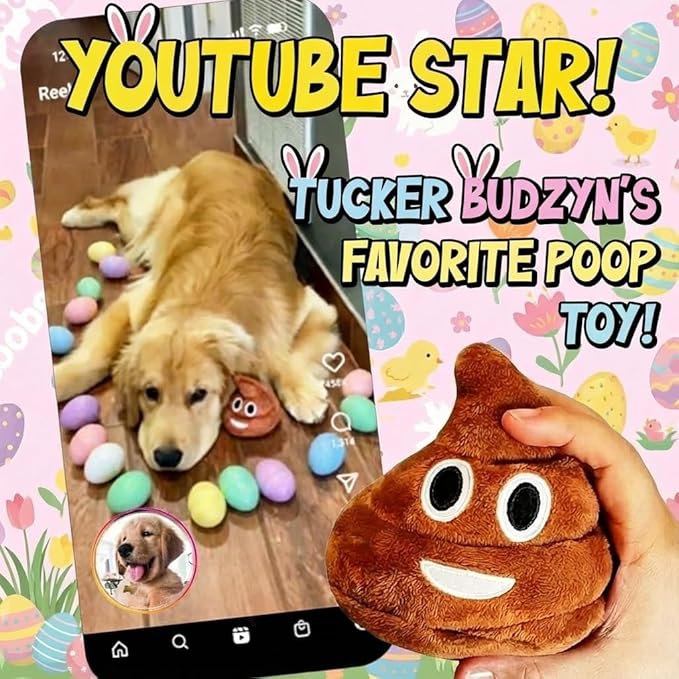 Funny Plush Poop Toy with 7 Fart Sounds - Easter Basket Stuffers for Kids & Teens - Great As A Dog Toy with Long Lasting Build - Hilarious for Spring Prank Toy & Easter Gag Gifts, 4 x 4.5