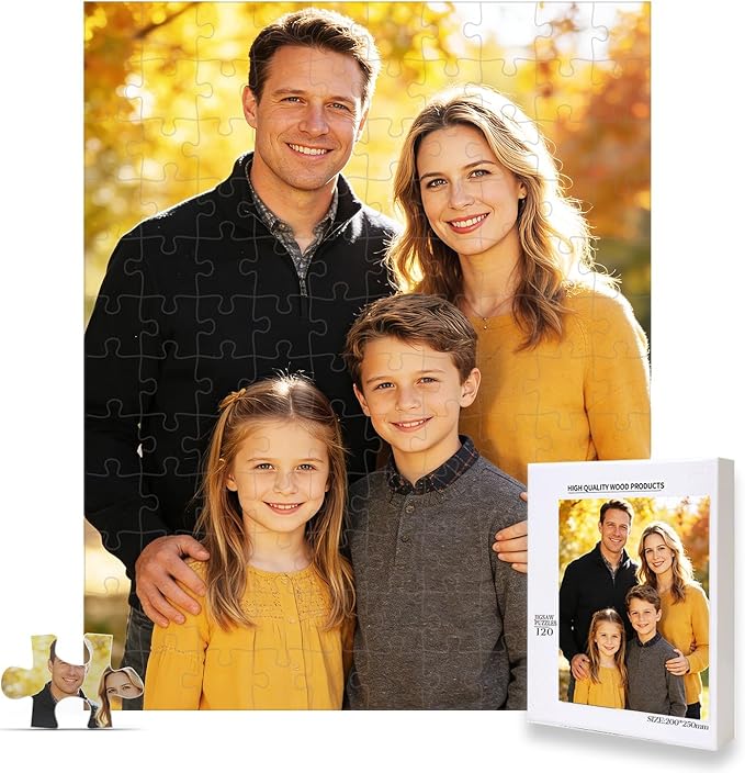 Custom Puzzle from Photo, Personalized Puzzle for Adults 120/200/300/500/1000 Pieces, Customized Jigsaw Puzzle Gift for Family, Wedding, Friend