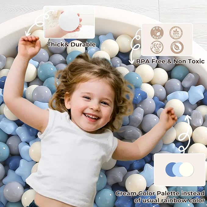 TRENDPLAY Star Ball Pit Balls for Toddlers -50 100 200 Count Star Balls Different Shapes, Non-Toxic Plastic Balls for Safe Play, Boys Girls Festival Party Decoration