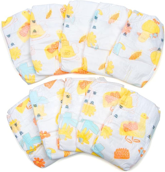 10 Pcs Reborn Baby Doll Diapers Accessories for 17-22 Inch Dolls Underwear Reusable Reborn Baby Clothes Set Cute Yellow Duck