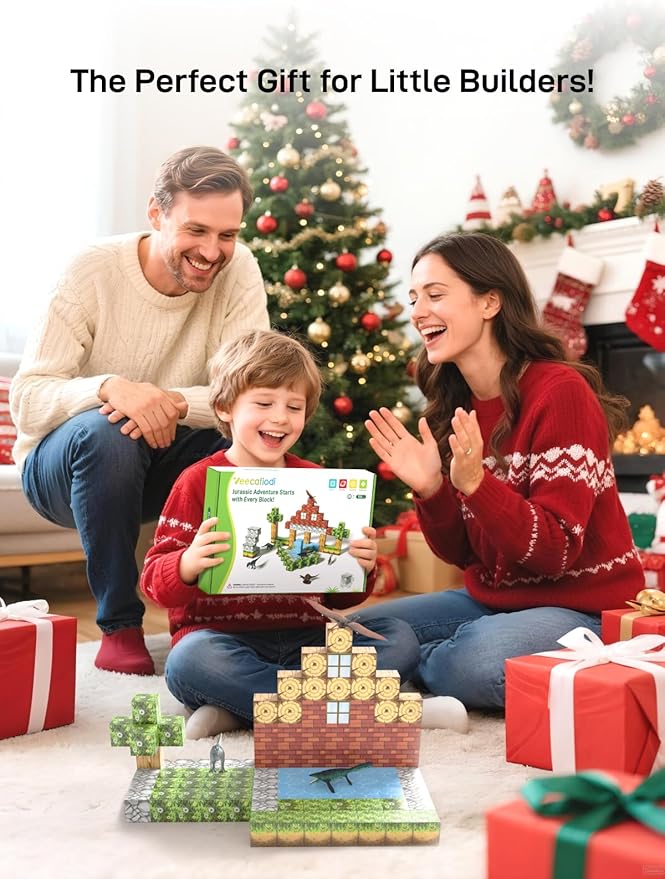 Magnetic Blocks 108PCS, Dinosaur Magnetic Building Blocks with 6 Dinosaur Figures, Magnetic Blocks for Kids Ages 3-5, 4-8, STEM Construction Toy