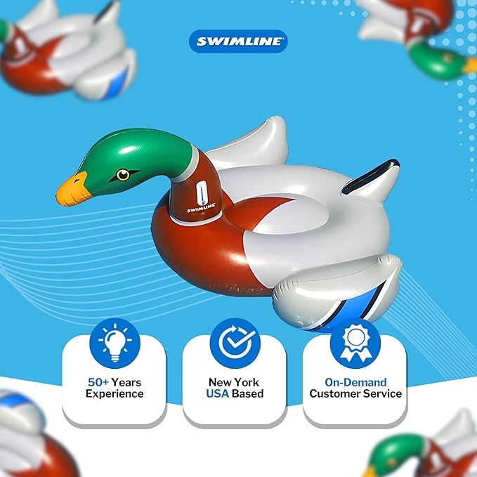 SWIMLINE Original 90703 Inflatable Decoy Duck Pool Float | Fun Ride-On Raft with Stable Legs & Wings | Lounge Floatie Perfect for Parties & Relaxation