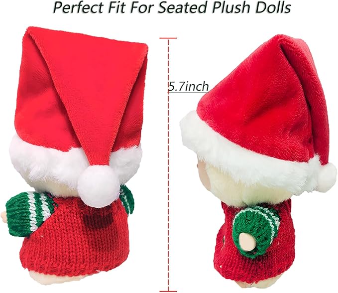 Christmas Doll Clothes Outfit Set for 15cm 17cm Dolls, Red Sweater & Santa Hat Clothing Accessories for Have a Seat Blind Box Dolls Series, Festive Dress Up