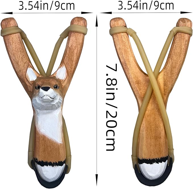 LANJAY Handmade Solid Slingshot with Personalized Carvings, Clay Balls & Pompoms, for Indoor/Outdoor Games, Hunting, Suitable for Adults & Kids