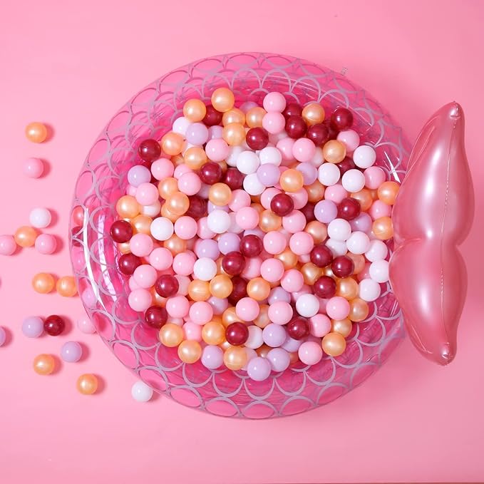 GOGOSO Ball Pit Balls for Toddler, Baby Plastic Playballs Kids Soft Pastel Pelotas Non-Toxic BPA-Free,Pink+Gold+White+red+Purple,100 Balls