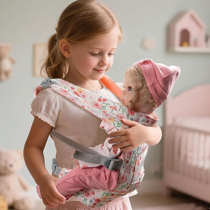 12 Pcs Reborn Baby Doll Clothes Accessories for 20-22 Inch Girl Reborn Dolls Clothes Pink Outfits with Toddler Doll Carrier (Pink)