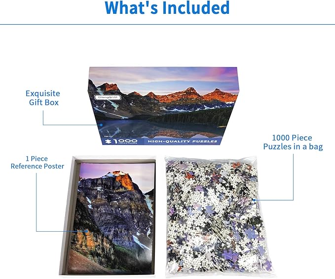CHengQiSM 1000 Pieces Jigsaw Puzzle for Adults, Moraine Lake Landscape, Premium Quality, 1000 Count, Home Decoration, Brain Teaser, Gift
