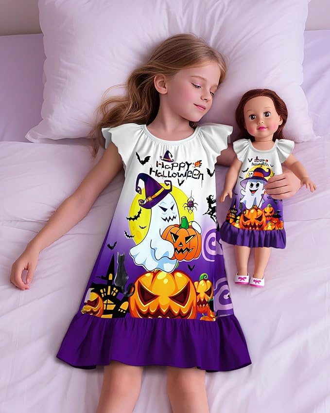 LQSZ Doll and Girl Matching Nightgown Outfit Pajamas Nightie Nightgown for Girls and Dolls Clothes