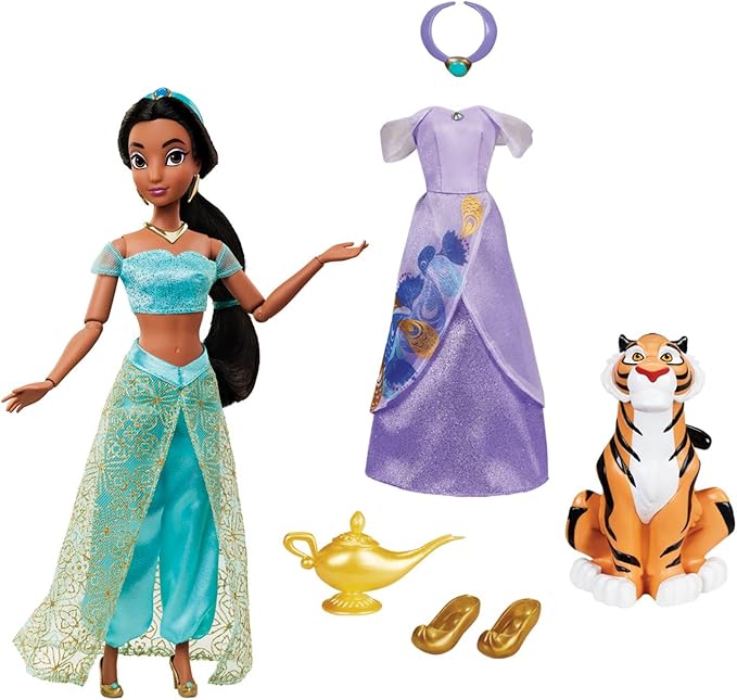 Disney Store Official Jasmine Story Doll - 11 Inches - Includes Coloring Book and Additional Dress, Princess Doll in Classic Outfit, Disney Princess Toys for Girls