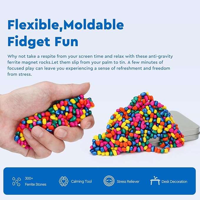 300+ Original Ferrite Putty Multicolr, Sensory Stones, Adult Fidget Stress Relief Desk & Office Item, Ferrite Stones Stocking Stuffers Gifts