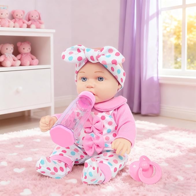 UNICORN ELEMENT 12 Inch Baby Dolls with Clothes Accessories Playset, 7 Set 12 Inch Baby Doll Bottle Pacifier Pretend Game for 3+ Years Old Girls Gifts in Box