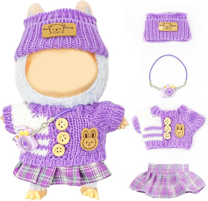 Clothes for Lububu 17cm Dolls(NO Doll) for Lububu Doll Outfits with Accessories Suit for Lububu Cute Stylish Dress Up Set Easter Gifts