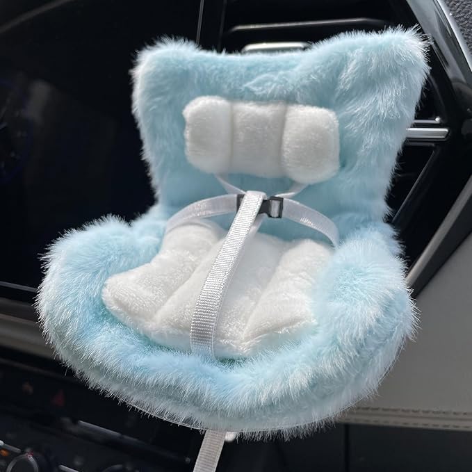 Ezcora Accessories for 10-17cm Dolls, Doll Car Seat with Clip onto Car Air Vent, Includes Seat Leg for Desktop Display (Blue)