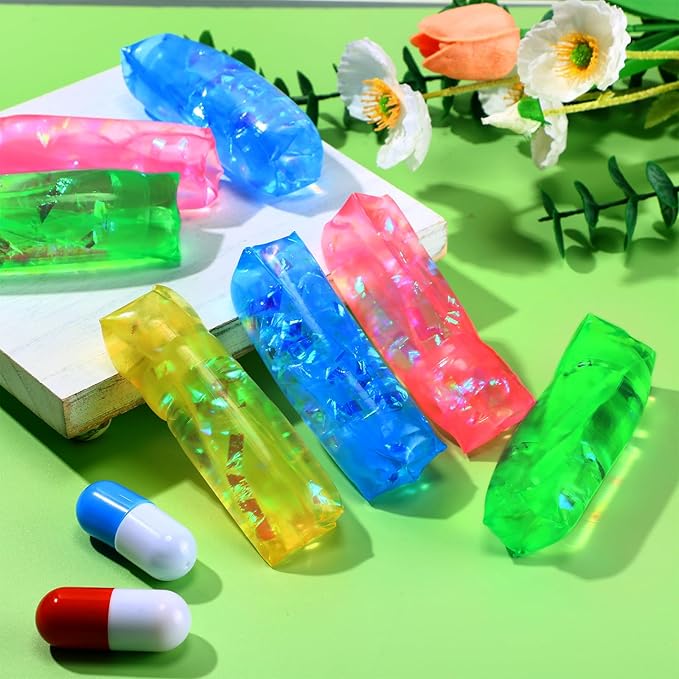 12 Pcs Water Wigglers Snake Toy Fidget Water Snake Trick Stress Toy Can't Hold Novelty Trick Slippery Tube for Home School Birthday Gifts, 4.33 x 1.57''(Lovely)
