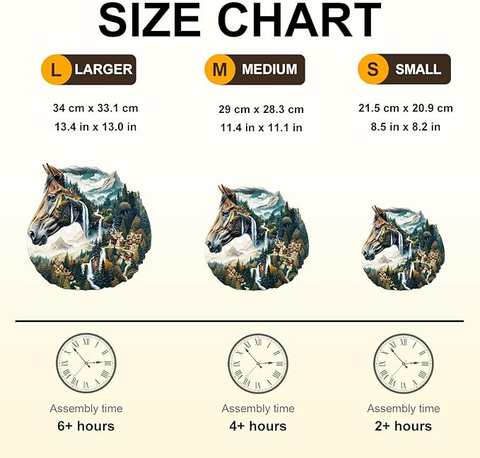 Wooden Puzzles for Adults, River and Horse Jigsaw Puzzles, 100 Piece Unique Shaped Puzzle, Animal Shape Puzzle, Gifts for Adults/Friends/Family, Family Game，Wall Decor(8.5 * 8.2in)