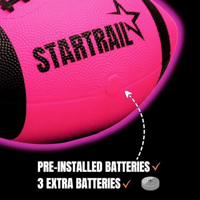 TOMLEON Glow in The Dark Football | Ultra-Bright Double LED Light-Up Football Size 6 with 3 Extra Batteries and Pump for Kids & Teens Ages 6+ | Outdoor Fun for Evening Play, Camping & Beach Games