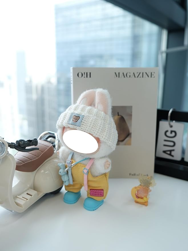 Clothes for 17cm Doll, 4 pcs Set Doll's Outfits Luxury Dress Pants Headpieces Shoes Accessories Fashion Stylish Adorable Dolls Clothes (No Doll) (Cute Bear Yellow)
