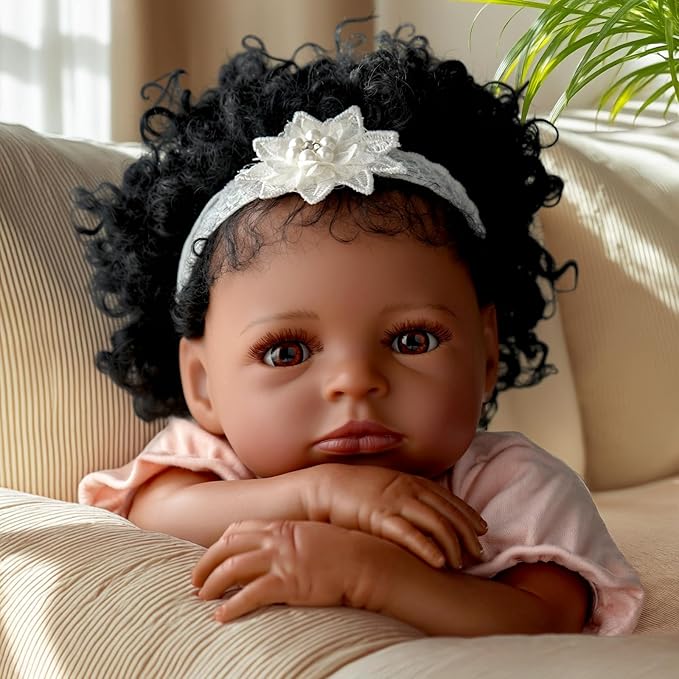 BABESIDE Black Baby Dolls, 20 Inch Realistic Cute Soft Body Baby Doll Real Life Baby Dolls with Accessories for 3+ Year Old Girls Gifts, Pretend Play, Collection