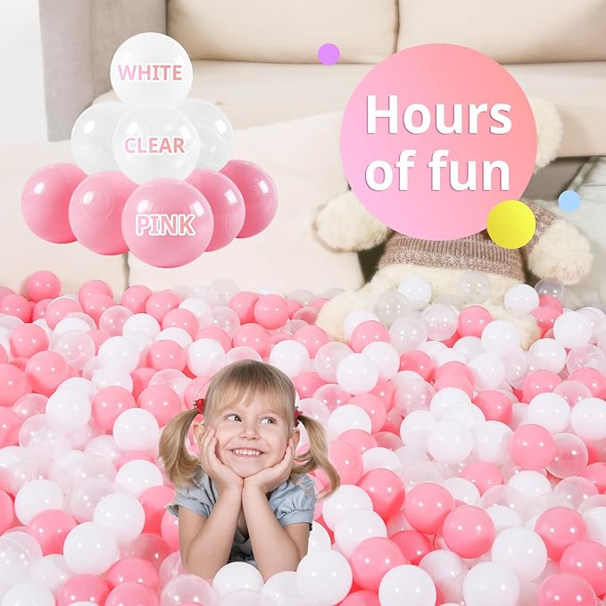 STARBOLO Ball Pit Balls for Toddlers Pack of 100 200 500 - BPA&Phthalate Free Non-Toxic Crush Proof Soft Plastic Balls for 1-5Years Old Toddlers Girl Kids Birthday Pool Playpen Tent Party