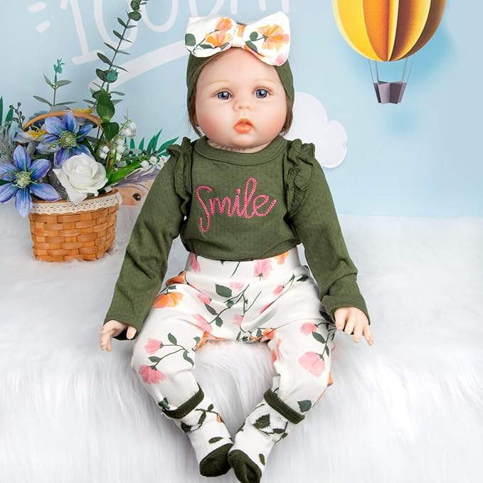 Reborn Baby Doll Clothes 20 Inch Girl 4pcs for 17-22 Inch Silicone Baby Doll Clothes Accessories Sets