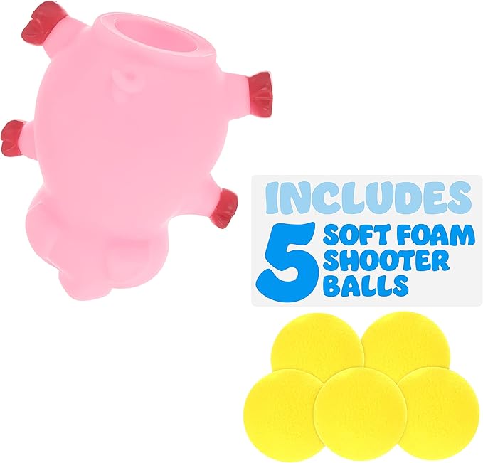 1pc Foam Ball Popper Toy - Squeeze & Launch Pig Toy w/ Foam Balls Included – Animal Ball Shooting Squishy Toy, Toddler Toys
