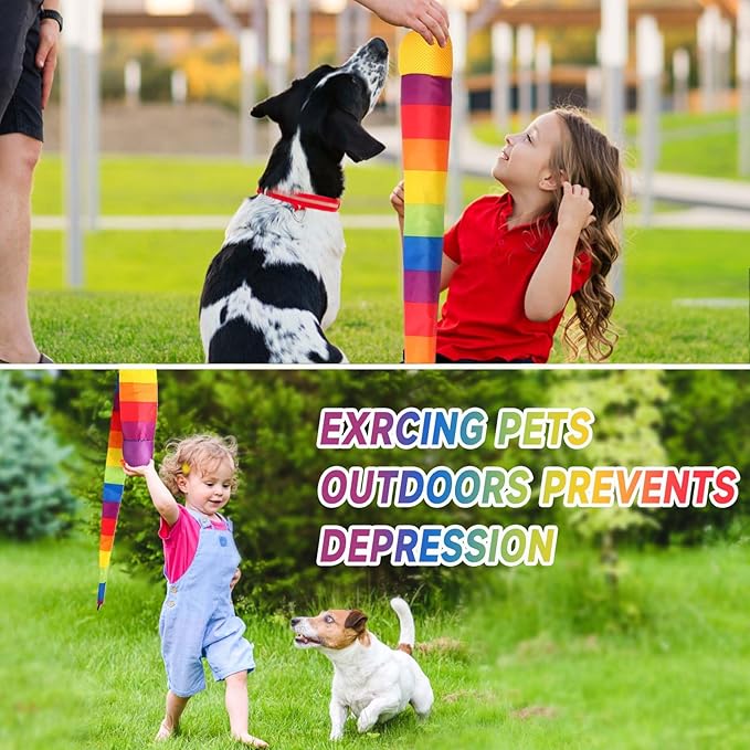 Leyndo 4 Pcs Throw and Catch Ball with Rainbow Tail, Soft Rainbow Play Ball, Sports Comet Balls Playground Toys Bulk for Indoor Outdoor Games Activities Throwing School, 25.59'' Long