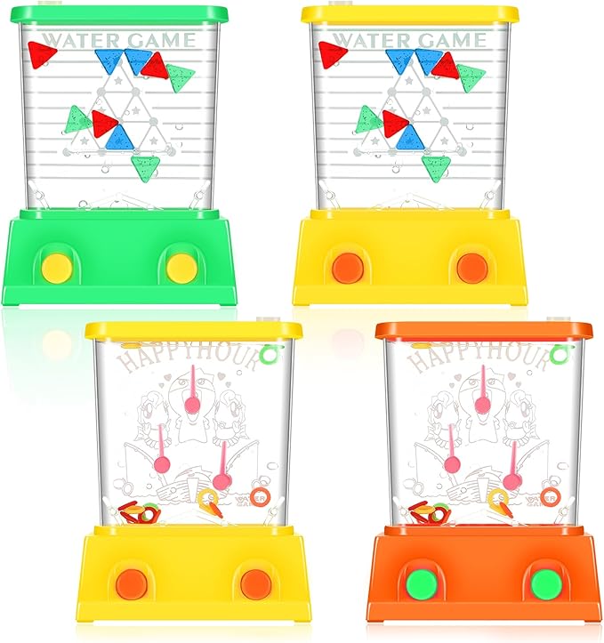 Gejoy 4 Pieces Water Games Handheld Easter Basket Stuffers for Kids Water Ring Toss Handheld Game Mini Retro Pastime Car Toys Fidget Autism Toys for Easter Children Boys Girls Birthday(Fresh Style)