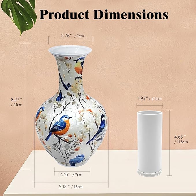 3D Puzzle Vase for Adults, 164 Piece Unique Flower Vase, Crafts for Adults, Home Decor Gift for Flower Arrangements