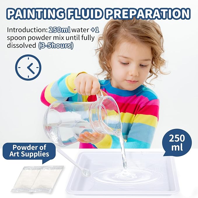 Water Marbling Paint for Kids, Arts and Crafts for Girls Boys, Marbling Paint Art Kit Art Supplies for Kids, Non-Toxic Creative Arts Crafts Kits Ideal Toys Gifts for Kids Toddlers Age 3-5 4-8 8-12