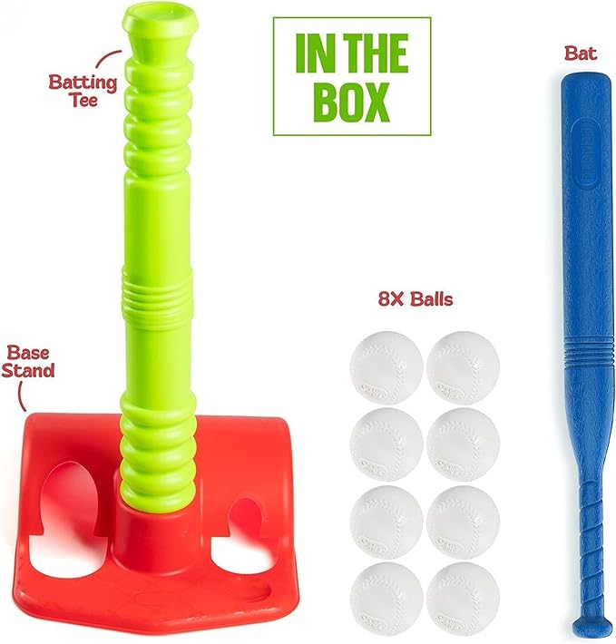 Play22 T Ball Set for Toddlers - Tball Set for Kids 3-5, 8 Large Balls, 23" Batting Tee - Kids Baseball Bat Tee - Wiffle Ball, Toddler Outdoor Toys Play Equipment, Gifts for 4 Year Old Boys and Girls