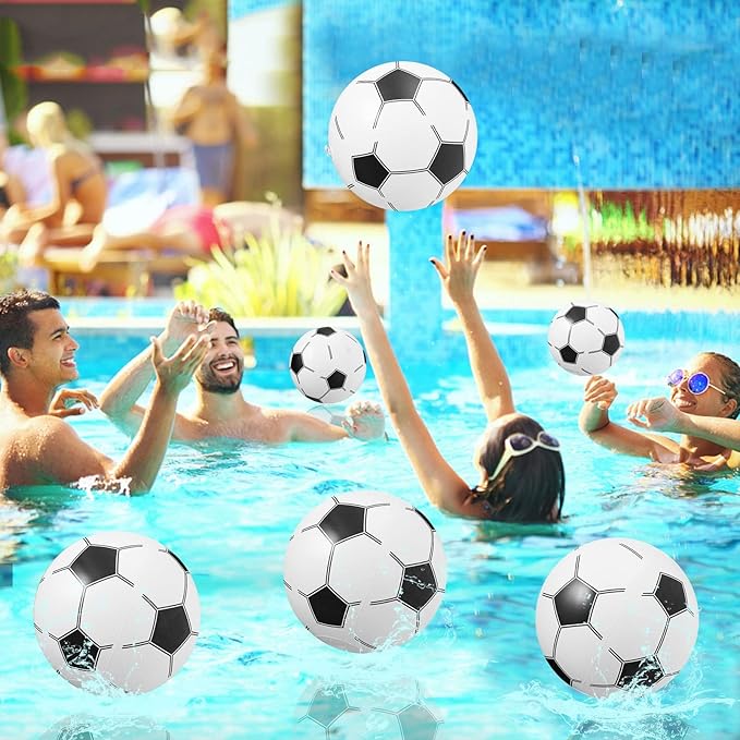 WELLVO 24 Pack 12" Inflatable Soccer Beach Balls - Bulk Kids Party Favors & Outdoor & Pool Toys
