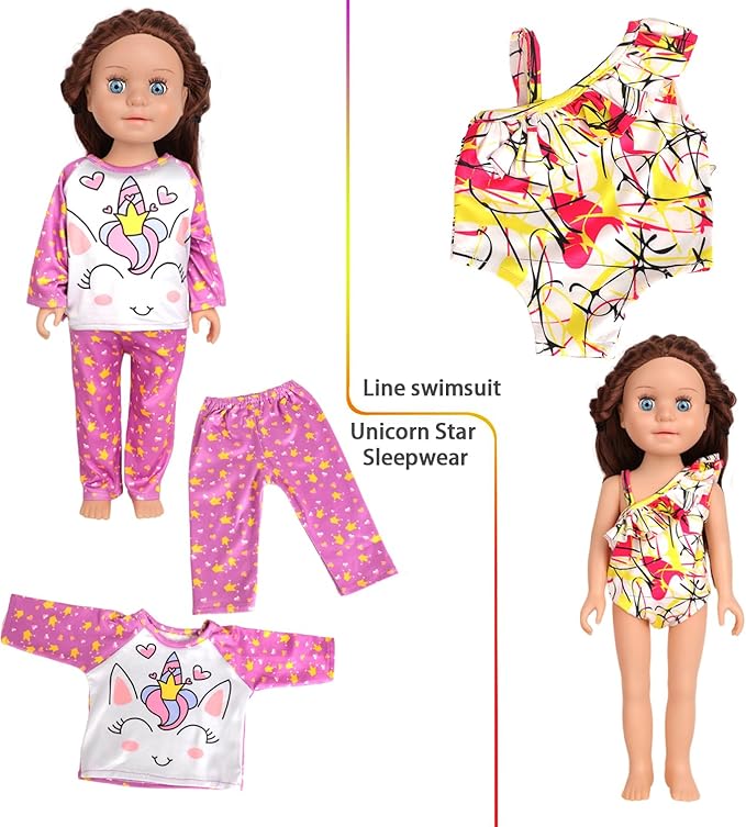 10 Sets of 18 Inch American Doll Clothes, Including 10 of Doll Clothing Dress Outfits for Gift Dolls, Birthday Gifts for Kids