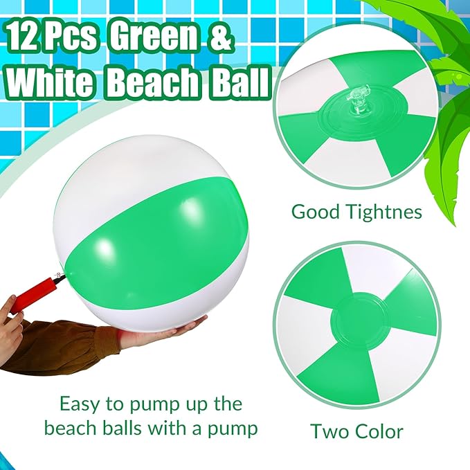 12 Pcs 16'' Beach Ball PVC Inflatable Ball Bulk Blow up Pool Balls for Swimming Pool Summer Hawaiian Tropical Theme Party Favors Decorations Favors Supplies