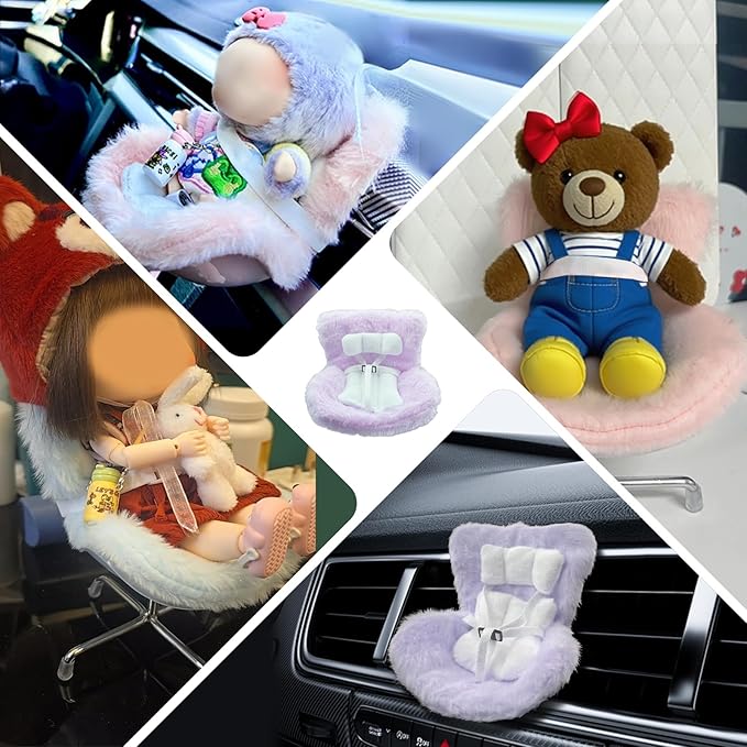 Ezcora Accessories for 10-17cm Dolls, Doll Car Seat with Clip onto Car Air Vent, Includes Seat Leg for Desktop Display (White)