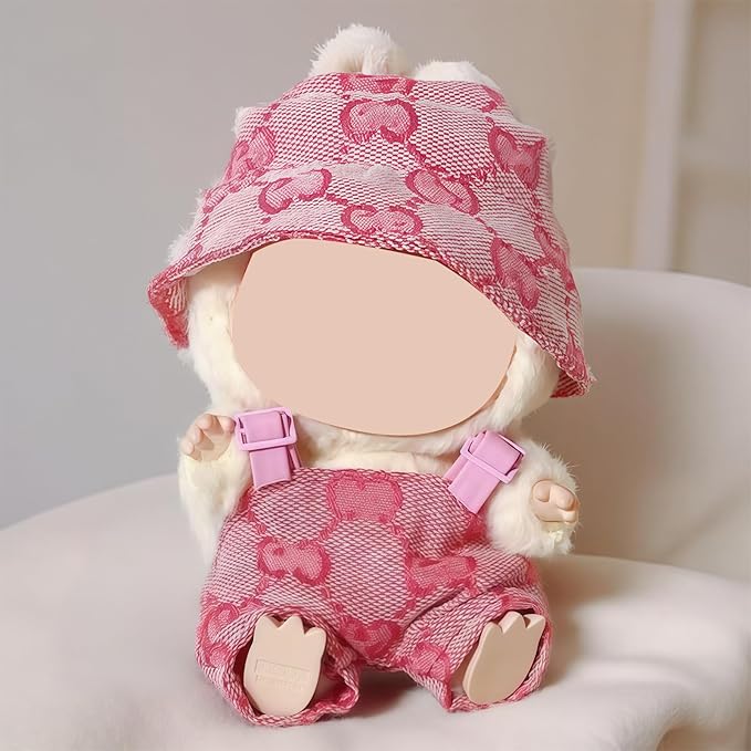 17cm Doll Clothes Set Pink 2-Piece Handcrafted Crochet Doll Clothes - Compatible with 5.91-6.7inch (15-17cm) Dolls Accessories Only, Cute Clothes for Dress up Unique Style (Pink)