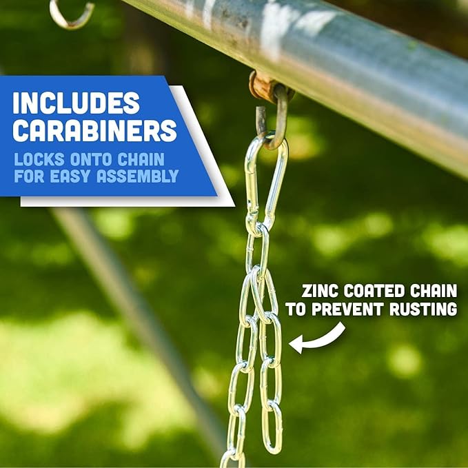 Squirrel Products Heavy Duty Strap Swing Seat - Heavy Duty Swing Seat Replacement and Carabiners for Easy Install - Blue