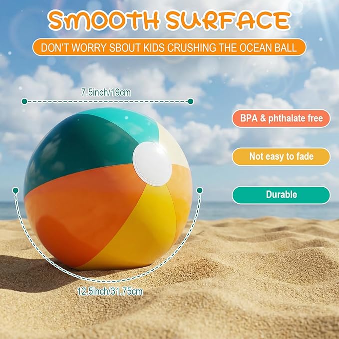 12 Pcs Orange Green Inflatable Beach Balls Bulk for Kid Pastel Jumbo Big Beach Balls Baby Shower Birthday Summer Swimming Party Decorations Favor Water Games(16 Inch)