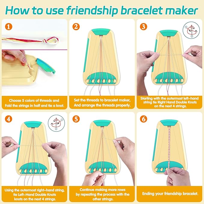 Friendship Bracelet Making Kit for Girls Ages 8-12, Kids Jewelry Making Kit with 28 Pre-Cut Threads and Letter Beads, Arts and Crafts for Kids, Birthday Easter Gifts for 6 7 8 9 10 11 12 Year Old